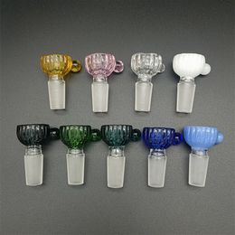 DHL Coloured Clear Glass Bowl 14mm 18mm Male Hookah Bowls Piece Frosted Joint Thick Funnel Nail Pipe For Dab Rig Water Bong