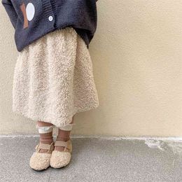 Saias de lã de cordeiro de moda de inverno outono para meninas de bebê grosso casual all-match saia 210708