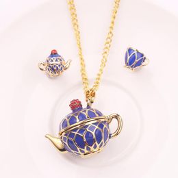 Pendant Necklaces Fashion Hand Painted Teapot Long Chain Choker Enamel Necklace Jewelry Bijoux Femme Bijuteria Gifts For Women