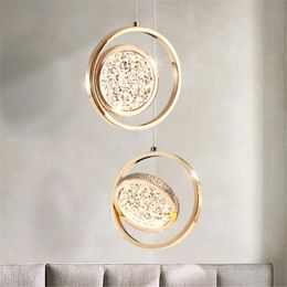 Postmodern Luxury Water Ripple Acrylic Led Pendant Lights El Bedroom Dining Room Hanging Lamp Loft Design Decor Luminaire Lamps