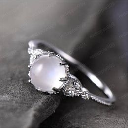 moonstone Ring women gemstone rings band wedding Jewellery gift fashin