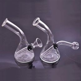 wholesale Mini Triangle Glass oil burner Bong Thick Pyrex Beaker Travel Glass Water Bongs Recycler Dab Rigs for Smoking dhl free