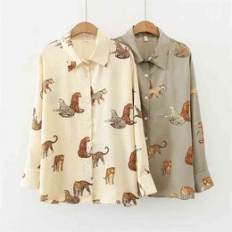 Fashion women blouses leopard printing shirts spring Autumn long sleeve blouse Blusas Mujer 210719