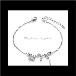 Drop Delivery 2021 Crystal 12 Constellations Charm Bracelets For Women With Card Rhinestone Zodiac Pattern Chain Bangles Birthday Bracelet Je