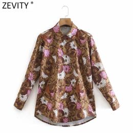 Women Fashion Digital Flower Print Casual Smock Blouse Office Lady Single Breasted Shirt Chic Blusas Tops LS7587 210416