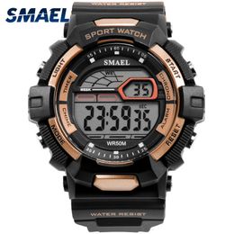 Waterproof Sport Watches Led Smael Relojes Hombre Men Watch Big Military Watches Army 1527 Silicone Digital Wrsit Watch for Men Q0524