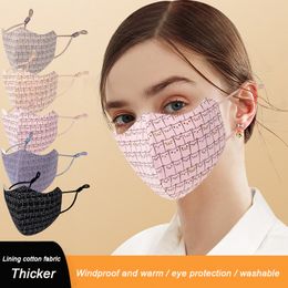 Adult cotton masks keep warm and anti-dust Washed eye protector cat printing 3 layer protection three-dimensional