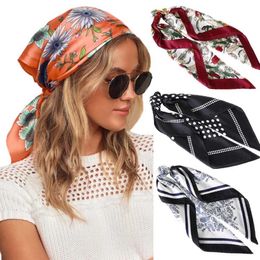 2021 Square Silk Scarf Headband Women Fashion Print Small Neck Scarves Hair Band Fashion Female Bandanas Scarf Hair Accessories