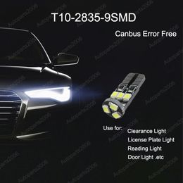 50Pcs/Lot T10 2835 9SMD LED Canbus Error Free Car Bulb Replacement Lights 168 194 2825 Clearance Lamp License Plate Light 12V
