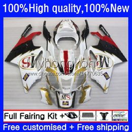 Motorcycle Fairings For Aprilia RSV 1000 R 1000R White golden RSV1000R Mille RV60 Cowling 9No.12 RSV-1000 RSV1000 R RR 03 04 05 06 RSV1000RR 2003 2004 2005 2006 Body Kit