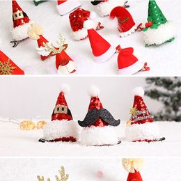 Christmas Santa Hat Hair Clip Accessories Glitter Bobby Pin for Girls Women Party Birthday Festival Support Baby Gifts XBJK2111