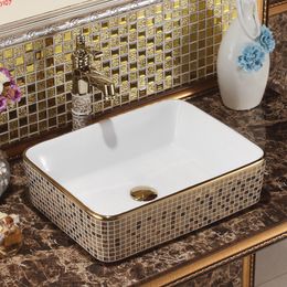 Rectangular Jingdezhen Bathroom ceramic sink wash basin Porcelain Counter Top Wash Basin Sinks clear vessel sinkgood qty