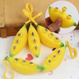 Banana Squeeze Keychain Finger Stress Relief Decompression Toy Vent Anxiety Toys Puzzle Children Adult Gift Fidget Toy