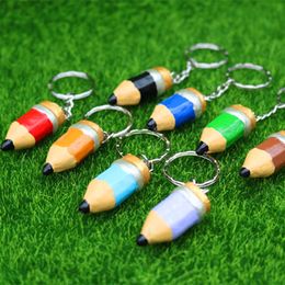 10Pieces/Lot Three-dimensional resin pencil shape keychain crayon pendant creative cute cartoon gift student stationery craft gift