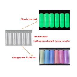 20oz Sublimation UV Colour Change Glow Skinny Straight Tumblers Wholesale Stainless Steel Water Bottle Heat Transfer Double Insulated Cups By Sea A12