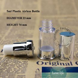 50pcs/lot 5ml Bright Silvery Airless Spray Bottle Plastic 1/2OZ Cosmetic Perfume Container Packaging Lotion Pump Spray