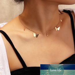 Cute Butterfly Pendant Necklaces For Women Gold Colour Chain Collar Shine Choker Necklace Party Engagement Jewellery Gift New Factory price expert design Quality