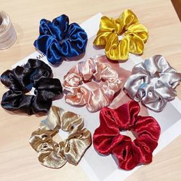 Women Elegant Solid Silk Broadside Soft Elastic Hair Bands Ponytail Holder Scrunchie Rubber Bands Fashion Hair Accessories