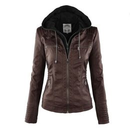 Women Leather Jacket Zipper Spliced Short Faux s Loose Plus Size Winter Coat Suede 210428