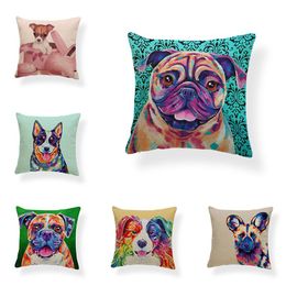 Animal Cushion Cover Pillow Linen Pug Dalmatians Dachshund Oil Printed Home Sofa Decoration Case Cushion/Decorative