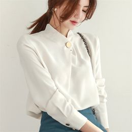 Blusas Fashion Casual Womens Tops And Blouses Long Sleeve Chiffon White Blouse Shirt Elegant Office Ladies 1478 45 210512