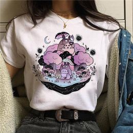 Women's T-Shirt T-shirts Women Anime Print Grunge Steampunk Tee Gothic Female Harajuku Summer Clothing E-Girl Kawaii Y2k Aesthetic Top