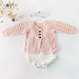 Clothing Sets 0-2Yrs Baby Girl Outfits Clothes Set Born Knit Coat + Rompers Suit Spring Autumn Infant Girls