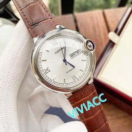 Business Men Roman Number watches Classic Brand Automatic Mechanical Wristwatch Male Geometric double calendar clock 42mm