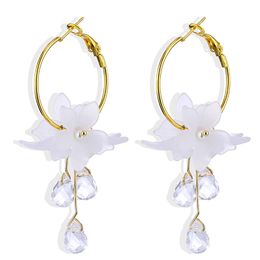 Fashion Korean Flower Drop Earrings for Women White Acrylic Drops Temperament Earrings Brinco Jewelry Wholesale Jewelry