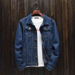 Men's Spring Autumn Models Large Size Denim Jacket Korean Version of The Slim Trend Simple Fashion Casual Top Jeans Coat 210811