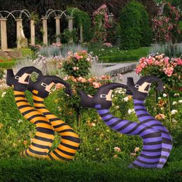 2PCS Halloween Upside Down Witch Legs Yard Stake Halloween Yard Decor Wicked Witch Legs Halloween Decor for Outdoor and Indoor Q0811