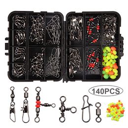 fillet UK - 140pcs box fishing accessories equipment kit with tackle box snaps ball bearing triple swivel connector fishing set saltwater freshwater fishing gear