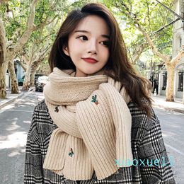 luxury- Scarf girls winter Korean students Joker knit long thick warm cactus small fresh wool scarf.