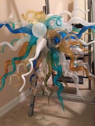 Art Design Multi Colour Hand Blown Glass Chandelier Pendant Lamp Hanging Light Suspension LED Villa Home Decor