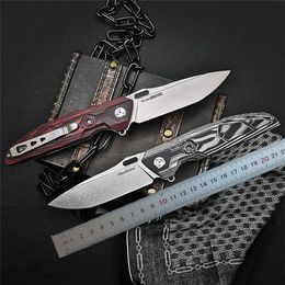 1Pcs Top Quality M3 Flipper Folding Knife D2 Steels Stone Wash Blade G10 + Stainless Steel Sheet Handle Ball Bearing Fast Open Knives