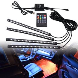 Car Led Strips Lights 36/48/72 Ambient RGB LED Lights USB 12V Auto Interior Decorative Lamp APP Wireless Remote Mode