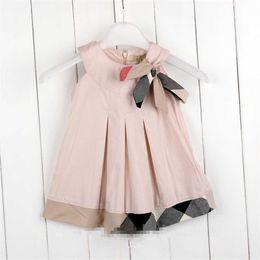 Colors Hot Selling NEW Arrival Summer Girls Sleeveless Dress High Quality Cotton Baby Kids Plaid Bow Dress
