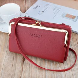 Wallets Fashion Women Clutch Purse Leather Mobile Phone Bag Versatile Crossbody Shoulder Bags Female Long Wallet Card Holder Purses