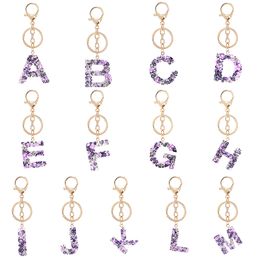 Cute 26 Initials Letter Pendant Keychains Acrylic A To Z Key rings Glitter Car Key Chains Charm Bag Luxury Party Gift