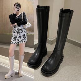 Boots Female Shoes Sexy Thigh High Heels Zipper Round Toe Boots-Women Ladies Over-the-Knee Low Autumn Mid Calf Rubber