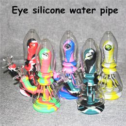 Glow in the dark 7.8'' hookah bubble unbreakable silicone water pipes bongs oil rigs glass bong smokiong pipe tobacco cigarette