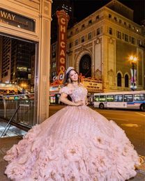 Pink Sequined Dresses With Beads Sleeveless Ball Gown Sweet 16 Dress Vestidos De 15 Anos Quinceanera