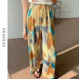 Yedinas Harajuku Women Pants Casual Loose Tie Dye Sweat Streetwear Elastic High Waist Sweatpants Summer Trousers 210527