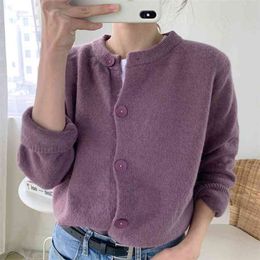 Autumn Winter Soft Casual Single-breasted Women Sweater Cardigan Korean O-neck Female Knitted Open Stitch Tops Pull Femme 210514