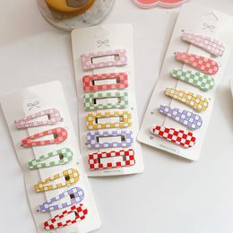 6 Pcs New Korean Fashion Children's Cute Printing Lattice Geometric BB Clip for Sweet Girl Princess Hairpins Hair Accessories