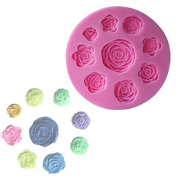 9 Holes DIY Round Shape Rose Flower Fondant Silicone Mould Craft Chocolate Baking Mould Cake Decorating Tools Kitchen Pastry Tool