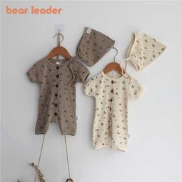 Bear Leader born Baby Floral Rompers Summer Toddr Girls Boys Flowers Korean Clothing Infant Casual Jumpsuits 0-2Y 210708