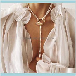 Pendant & Pendants Kinfolk Vintage Necklaces For Women Fashion Mti-Layer Shell Knot Pearl Chain Necklace Coin Cross Choker Jewellery Drop Deli