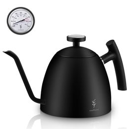 Coffee Kettle 1500ml Coffee Tea Pot Non-Stick Food Grade Stainless Gooseneck Drip Kettle Swan Neck Thin Mouth Insulated Handle 210408
