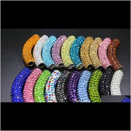 Other 20 Pcslot 45Cm Mixed Multicolor Micro Pave Cz Crystal Tube Long Tubes Bending Beads Bracelets Diy Jewelry Making Jwrc4 Alu3V